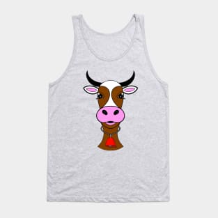 CUTE  Brown Cow Red Bell Cow Lover - Cute Animal Art Tank Top